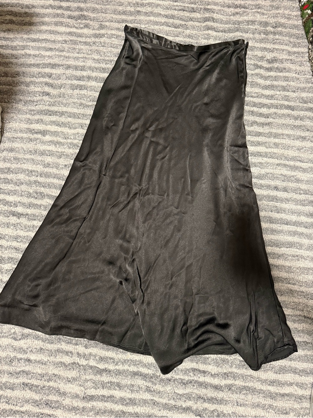 Truth Dark Olive Satin Maxi Skirt